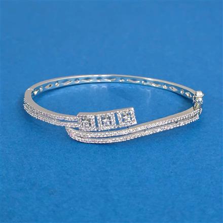 Cz Openable Kada With Mehndi 2 Tone Rhodium Plating