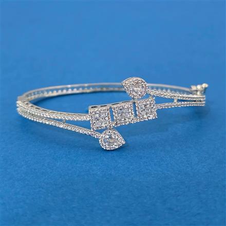 Cz Openable Kada With 2 Tone Mehndi Rhodium Plating