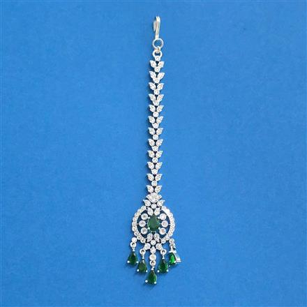 Cubic Zirconia Classic Tikka With Rhodium Plating