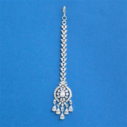 Cubic Zirconia Classic Tikka With Rhodium Plating