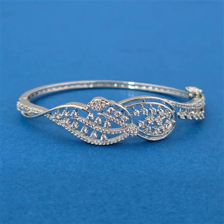 Cz Openable Kada With 2 Tone Rhodium Plating