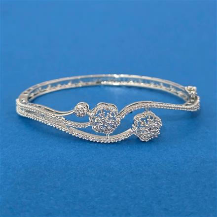 Cz Openable Kada With 2 Tone Mehndi Rhodium Plating