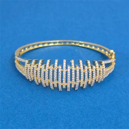 Cz Openable Kada With 2 Tone Rhodium Plating