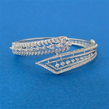 Cz Openable Kada With 2 Tone Rhodium Plating