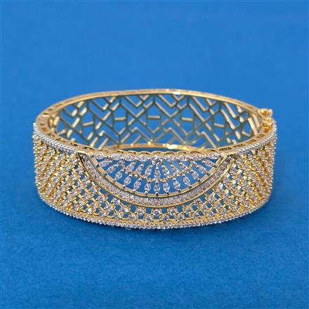 Cz Openable Kada With 2 Tone Rhodium Plating