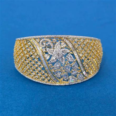 Cz Openable Kada With 2 Tone Rhodium Plating