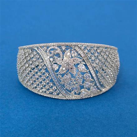 Cz Openable Kada With 2 Tone Rhodium Plating