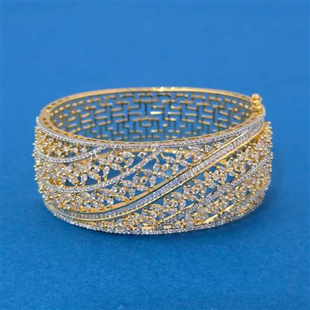 Cz Openable Kada With 2 Tone Rhodium Plating