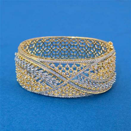 Cz Openable Kada With 2 Tone Rhodium Plating