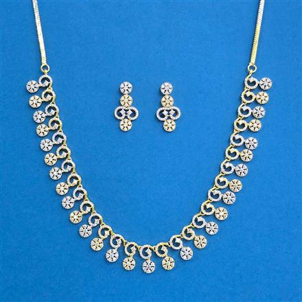 Cz Classic Necklace With 2 Tone Rhodium Plating