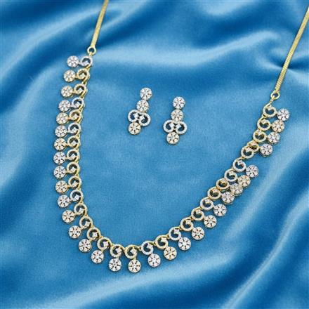 Cz Classic Necklace With 2 Tone Rhodium Plating