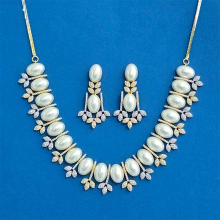 Cubic Zirconia Classic Necklace SetWith Rhodium 2 Tone Plating