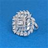 Cz Adjustable Ring With 2 Tone Rhodium Plating