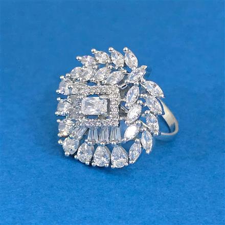 Cz Adjustable Ring With 2 Tone Rhodium Plating