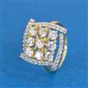 Cz Adjustable Ring With 2 Tone Rhodium Plating