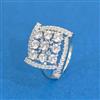 Cz Adjustable Ring With 2 Tone Rhodium Plating