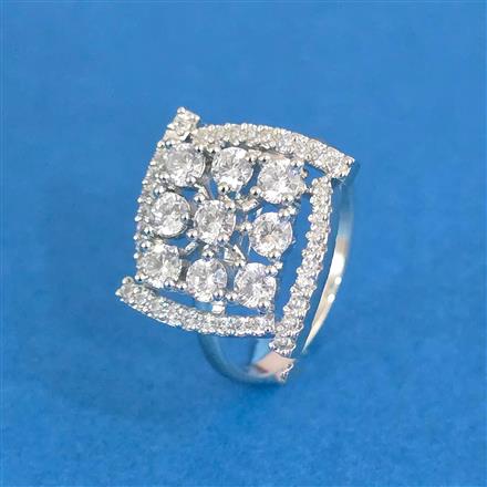 Cz Adjustable Ring With 2 Tone Rhodium Plating