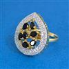 Cz Adjustable Ring With 2 Tone Plating