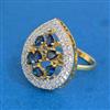 Cz Adjustable Ring With 2 Tone Plating