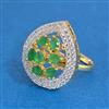 Cz Adjustable Ring With 2 Tone Plating