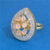 Cz Adjustable Ring With 2 Tone Plating