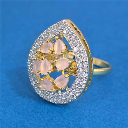 Cz Adjustable Ring With 2 Tone Plating