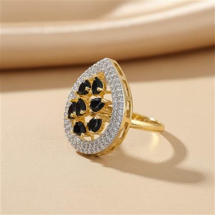Cz Adjustable Ring With 2 Tone Plating