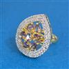 Cz Adjustable Ring With 2 Tone Plating