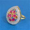 Cz Adjustable Ring With 2 Tone Plating