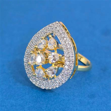 Cz Adjustable Ring With 2 Tone Plating