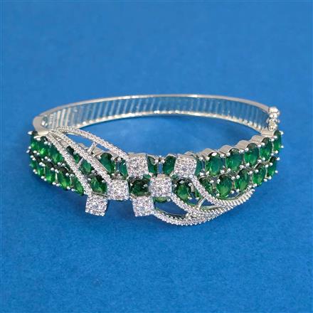Cz Openable Kada With Rhodium Plating