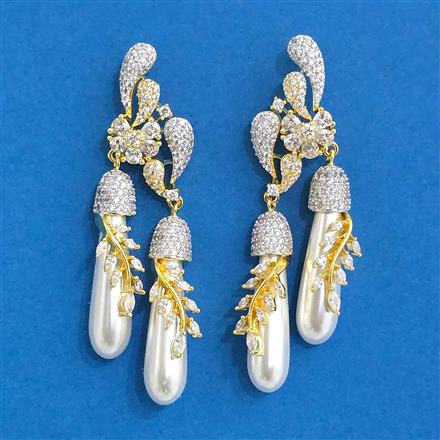 Cubic Zirconia Classic Earring With 2tone Rhodium Plating