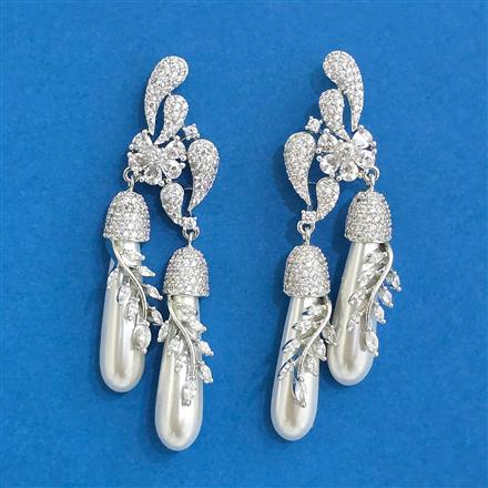 Cubic Zirconia Classic Earring With 2tone Rhodium Plating