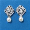 Cz Classic Earring With Rhodium Plating