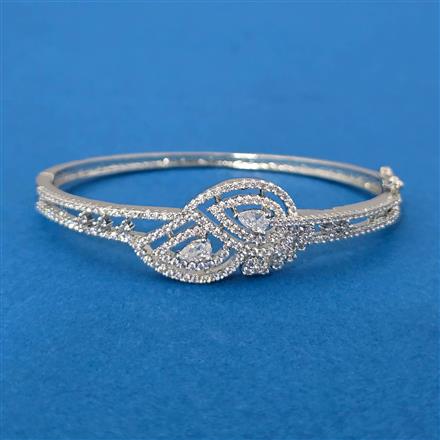 Cz Openable Kada With 2 Tone Rhodium Plating