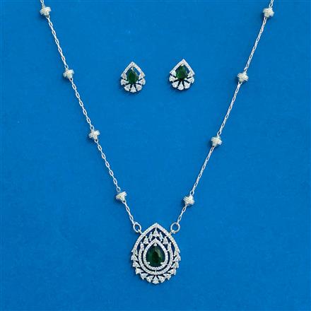 Cz Classic Pendant Set With Rhodium Plating