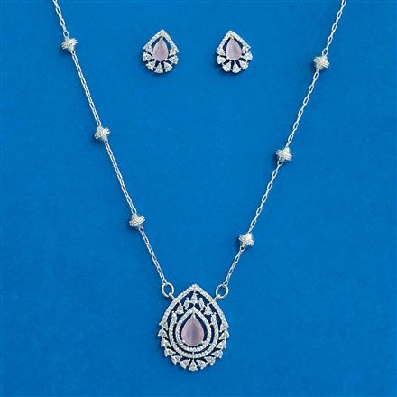 Cz Classic Pendant Set With Rhodium Plating