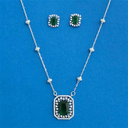 Cz Classic Pendant Set With Rhodium Plating