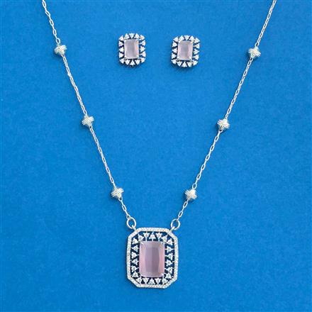Cz Classic Pendant Set With Rhodium Plating