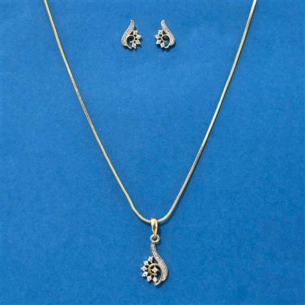 Cz Delicate Pendant Set With 2 Tone Plating