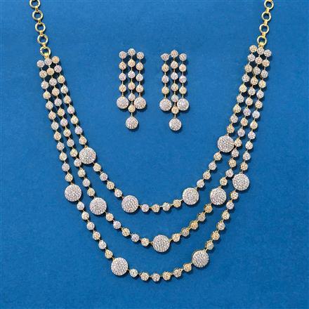 Cz Classic Necklace Set With 2 Tone Plating