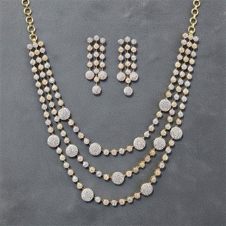 Cz Classic Necklace Set With 2 Tone Plating