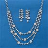 Cz Classic Necklace Set With Rhodium Plating