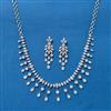Cz Classic Necklace Set With Mehndi Rhodium Plating