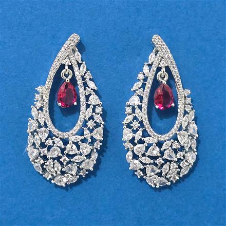 Cz Classic Earring With Rhodium Plating