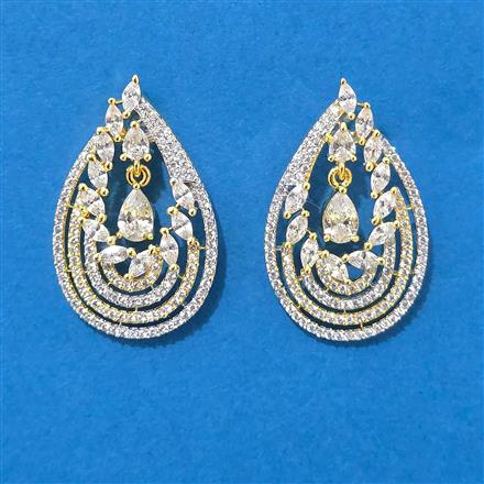 Cz Classic Earring With 2 Tone Plating
