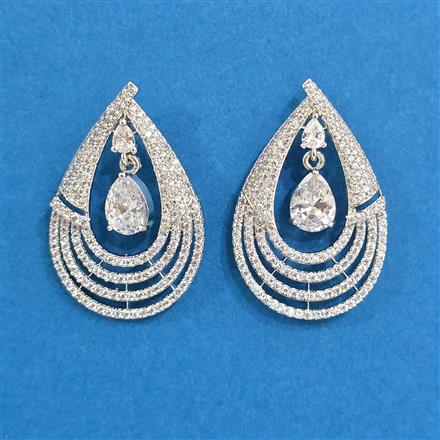 Cubic Zirconia Classic Earring With Rhodium Plating