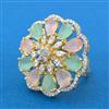 Cz Adjustable Ring With 2 Tone Plating