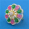 Cz Adjustable Ring With 2 Tone Plating