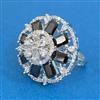Cubic Zirconia Adjustable Ring With Rhodium Plating